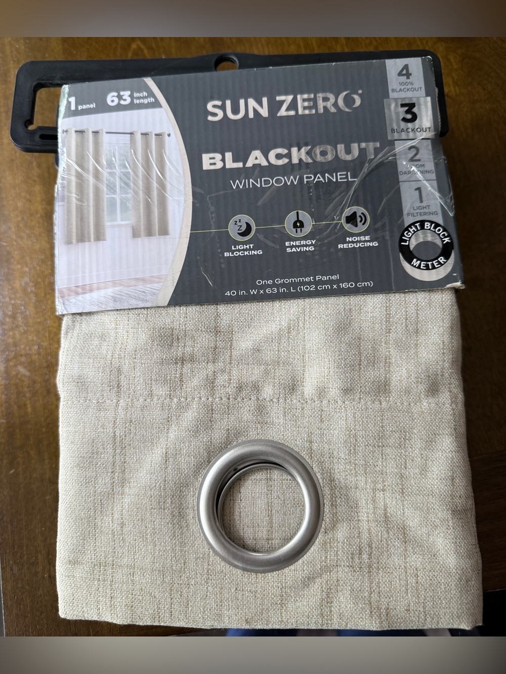 Lot of 3 Sun Zero Arlander Blackout Curtain Panels 40"x63" Beige Energy Saving